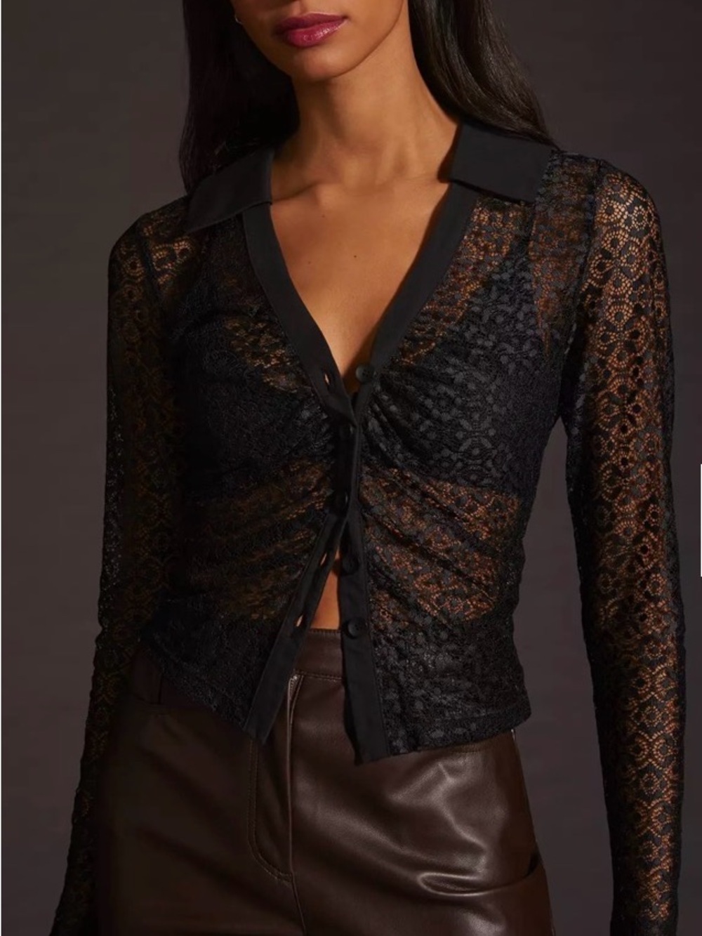 NWT - Maeve Draped Shell Tank - Black Lace